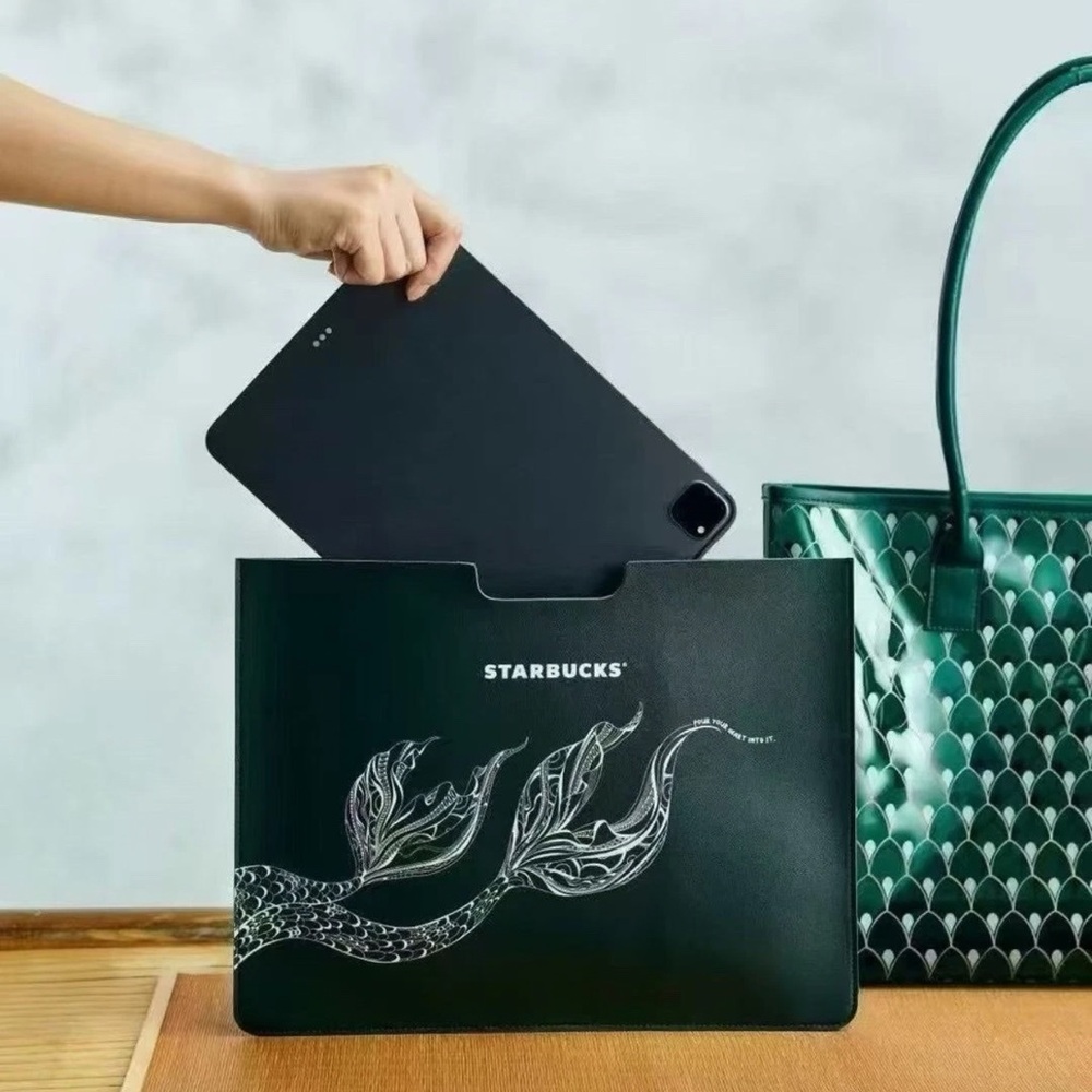 Starbucks Dark Green tote / Tablet Sleeve
